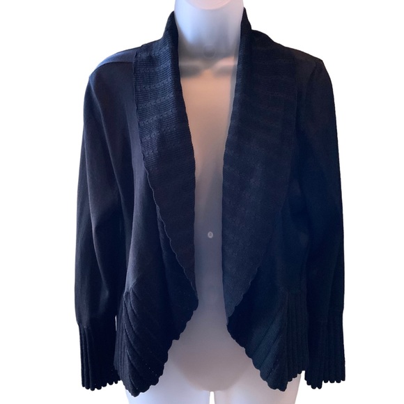 Jones New York Collection Petite Cardigan Black Stretchy Open Front Size LP - Picture 1 of 10